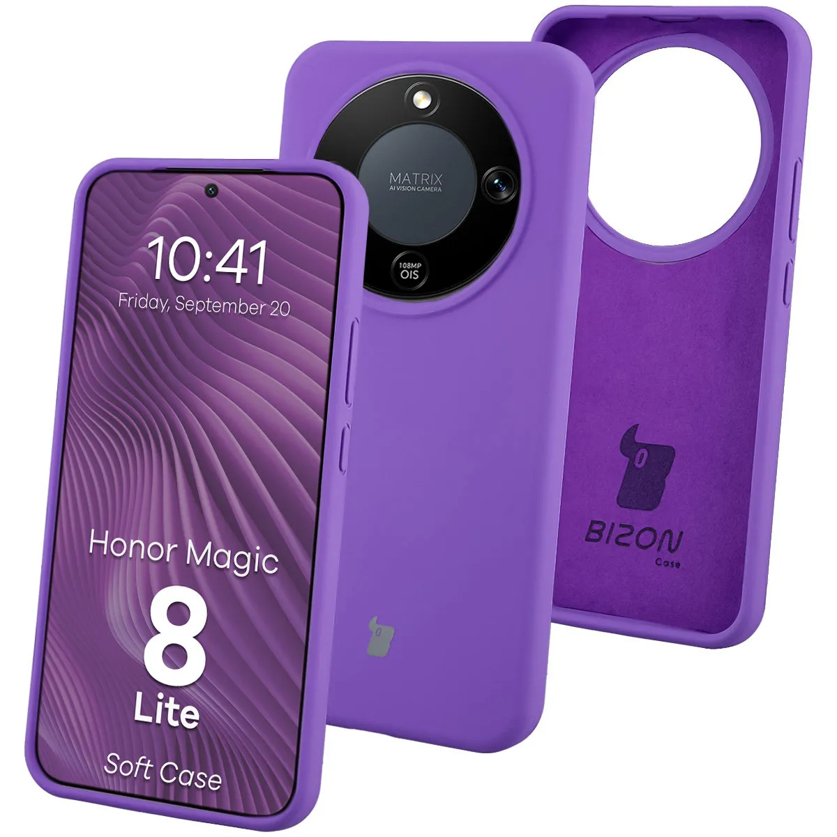 Etui Bizon Soft do Honor Magic8 Lite Fioletowy