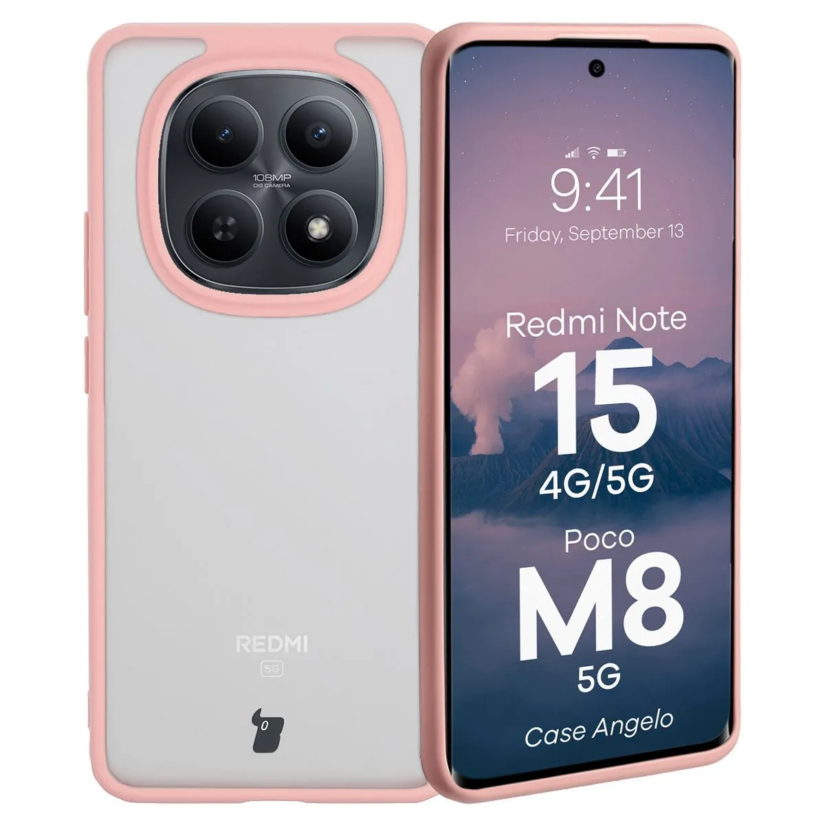 Etui Bizon Angelo do Xiaomi Redmi Note 15 / POCO M8 5G Jasnoróżowy