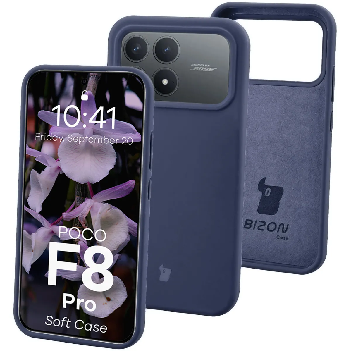 Etui Bizon Soft do Xiaomi POCO F8 Pro Granatowy