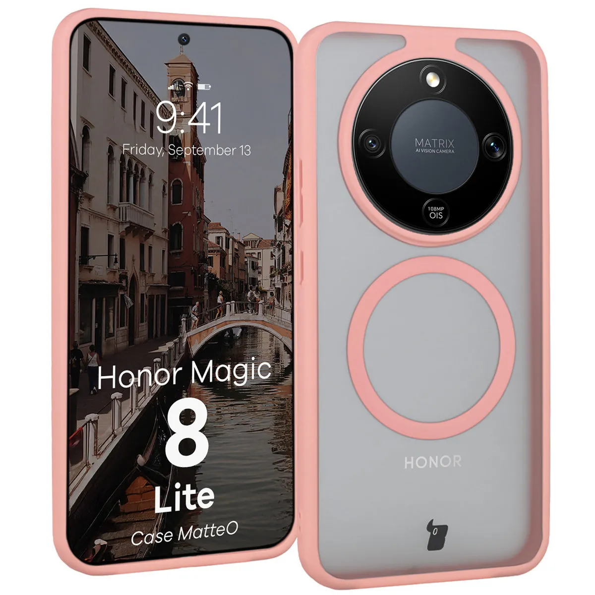 Etui Bizon MatteO do Honor Magic8 Lite Jasnoróżowy