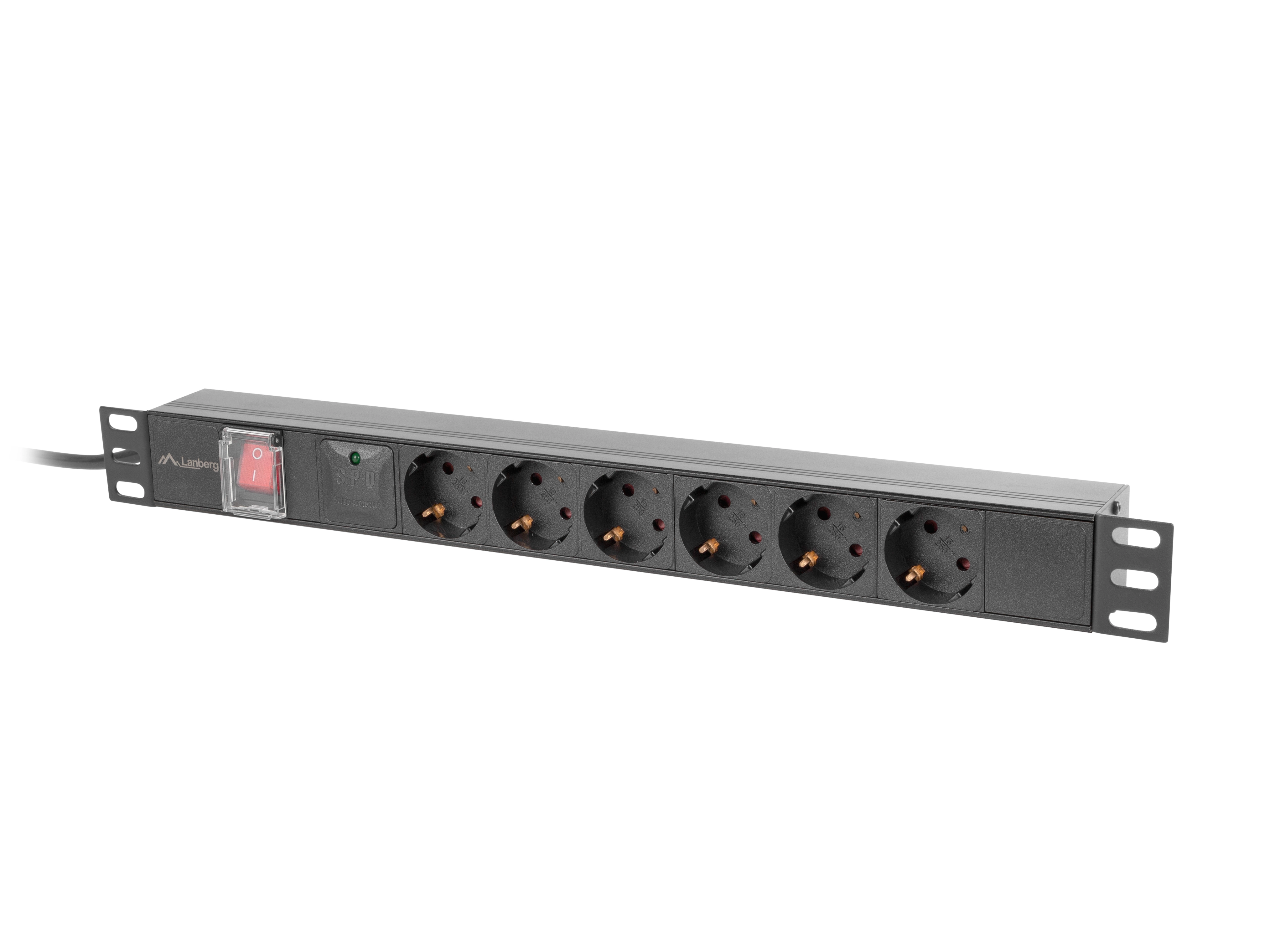 Listwa zasilająca Lanberg RACK PDU 19" 1U 10A 6x Schuko C14 Czarny 2m
