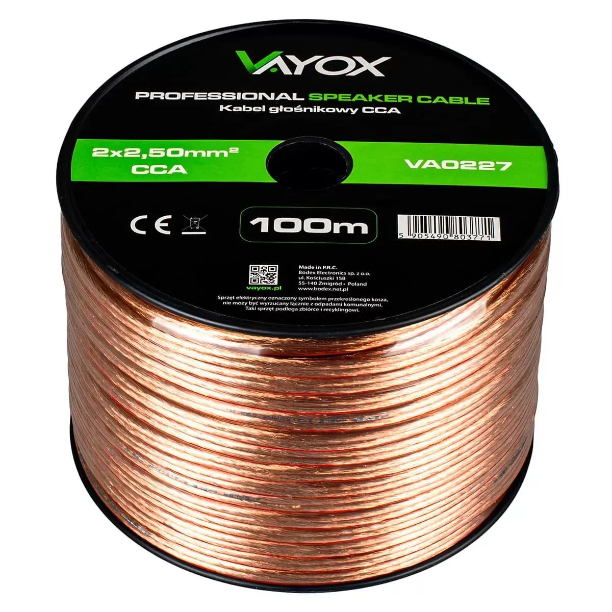 Kabel głośnikowy Vayox VA0227 2x2,5mm 100m