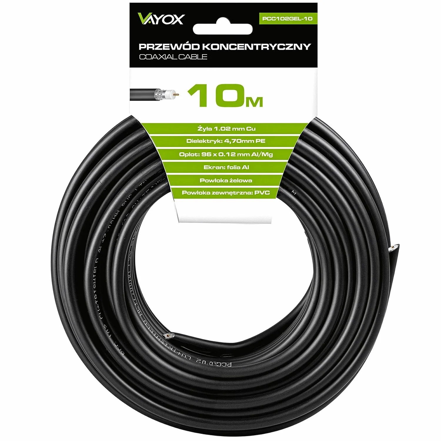 Kabel koncentryczny Vayox PCC102GEL-10 10m Czarny