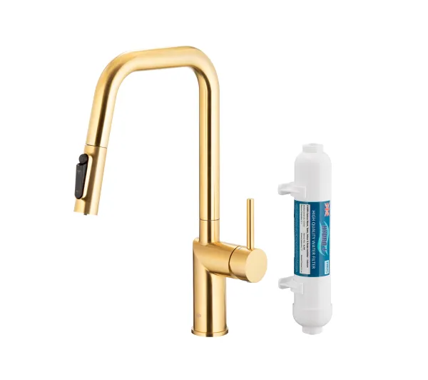 Baterie kuchenne - KFA Armatura Duero Pure Style Pull-Out 6623-312-39 Jasne złoto Stal szlachetna