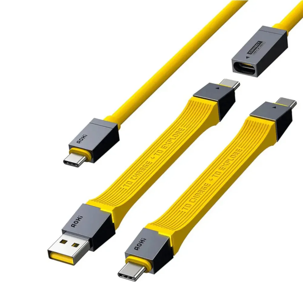 Kabel AOHI The Future Racing 4-in-1 USB4 USB-C do USB-C 1m Czarno-żółty