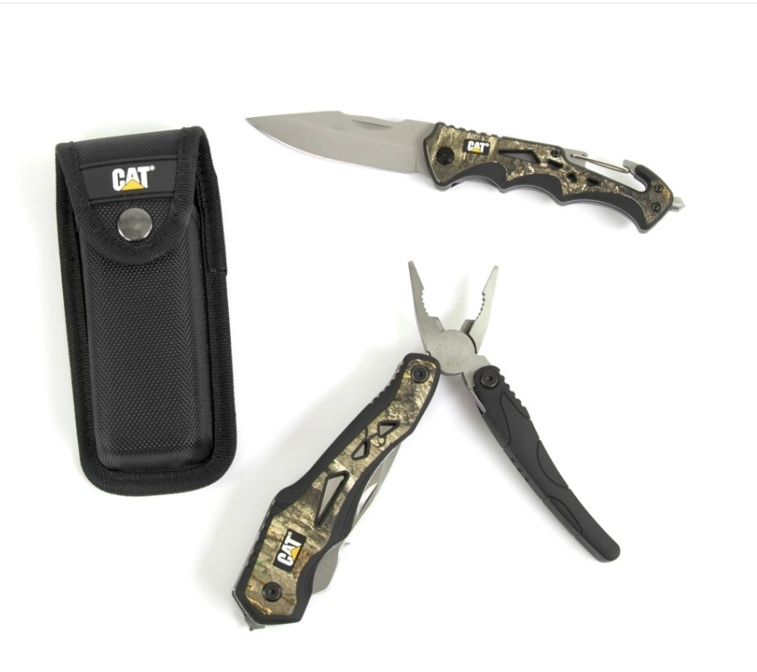 Multitool CAT 8w1 + Nóż składany Real Tree Camo