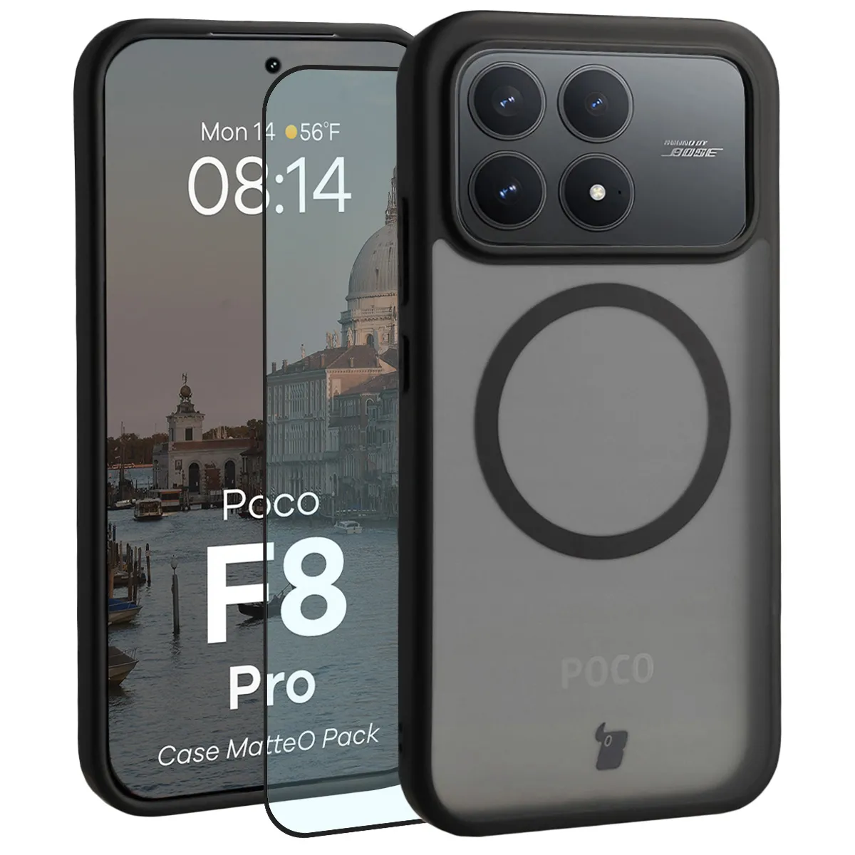 Szkło hartowane Bizon MatteO Pack do POCO F8 Pro Czarny