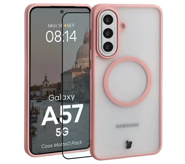 Bizon MatteO Pack do Galaxy A57 5G Jasnoróżowy
