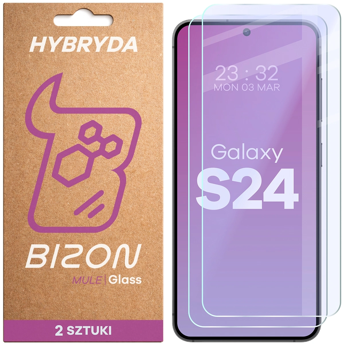 Szkło hybrydowe Bizon elastyczne Glass Mule Duo do Galaxy S24 2 sztuki