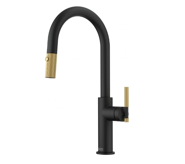 Baterie kuchenne - Franke Maris Stripes J pull-out Czarny mat/złoto Mosiądz