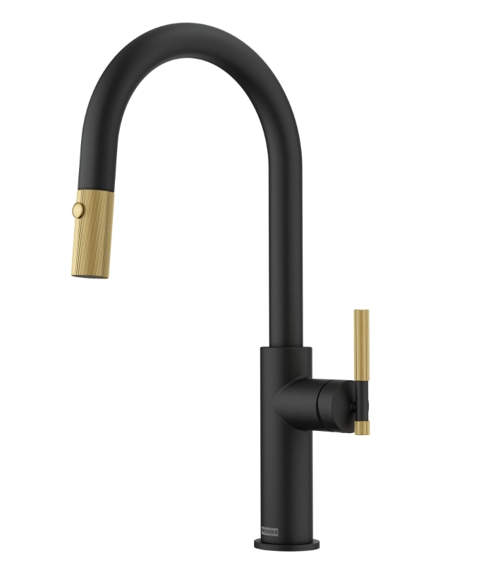 Bateria Franke Maris Stripes J pull-out Czarny mat/złoto Mosiądz