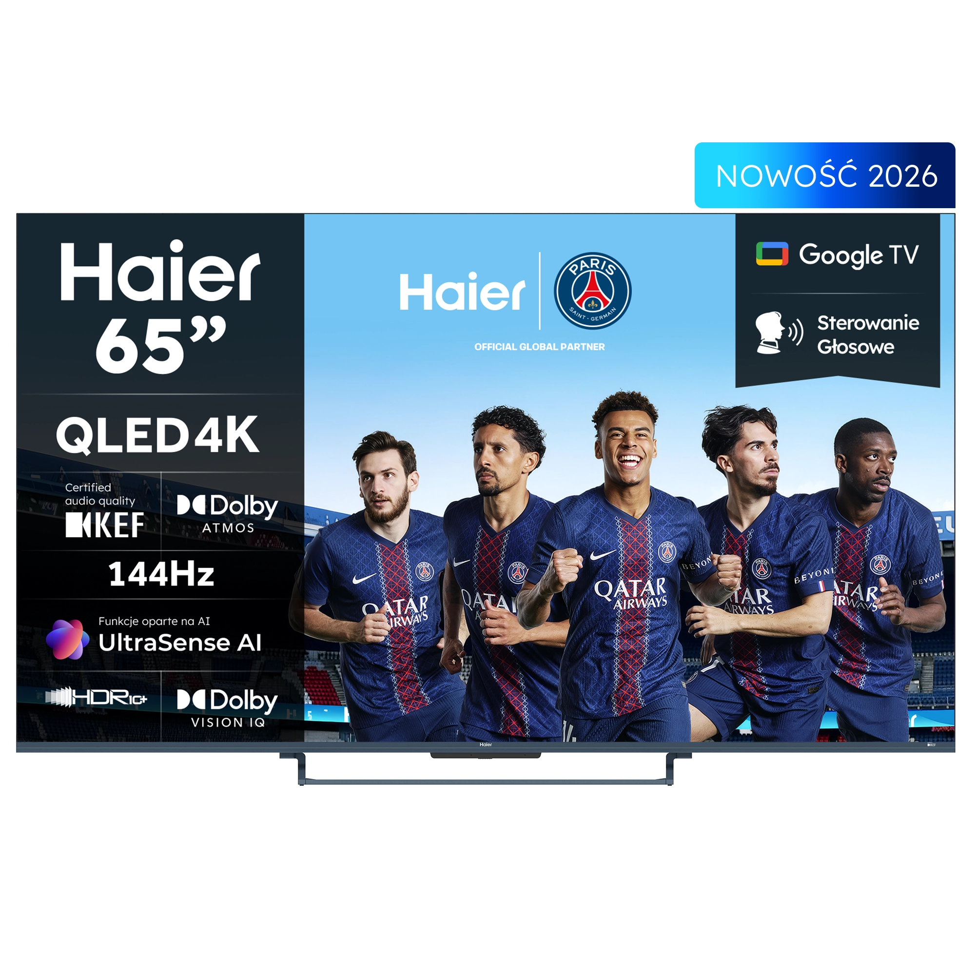 Telewizor Haier H65S90GUX  65" QLED 4K 144 Hz GoogleTV Funkcje AI Dolby Vision Dolby Atmos HDMI 2.1 DVB-T2