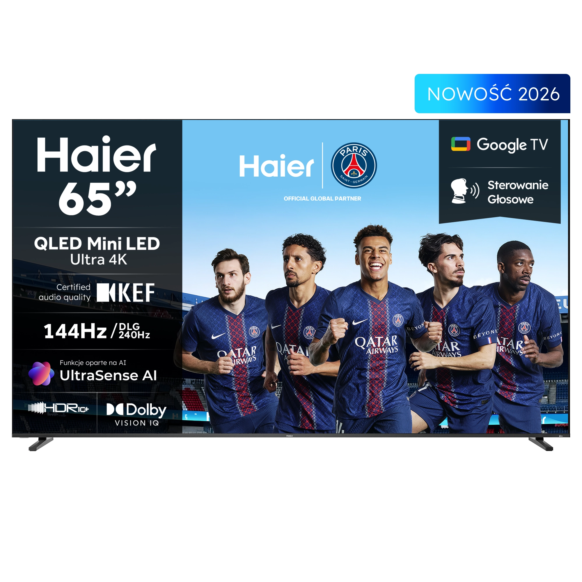 Telewizor Haier H65M92FUX 65" QLED Mini LED Ultra 4K 144Hz GoogleTV Dolby Vision Dolby Atmos HDMI 2.1 DVB-T2
