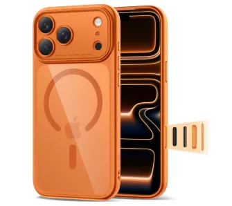 Etui Tech-Protect Magpeak MagSafe CC do iPhone 17 Pro Pomarańczowo-przezroczyste