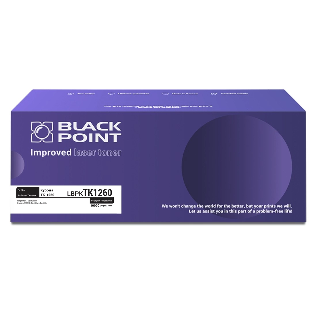 Toner Black Point LBPKTK1260 (zamiennik TK-1260) Czarny