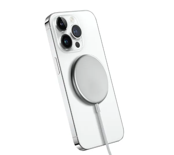 CRONG MagSpot Wireless Charger Aluminiowa ładowarka indukcyjna MagSafe 15W Srebrna