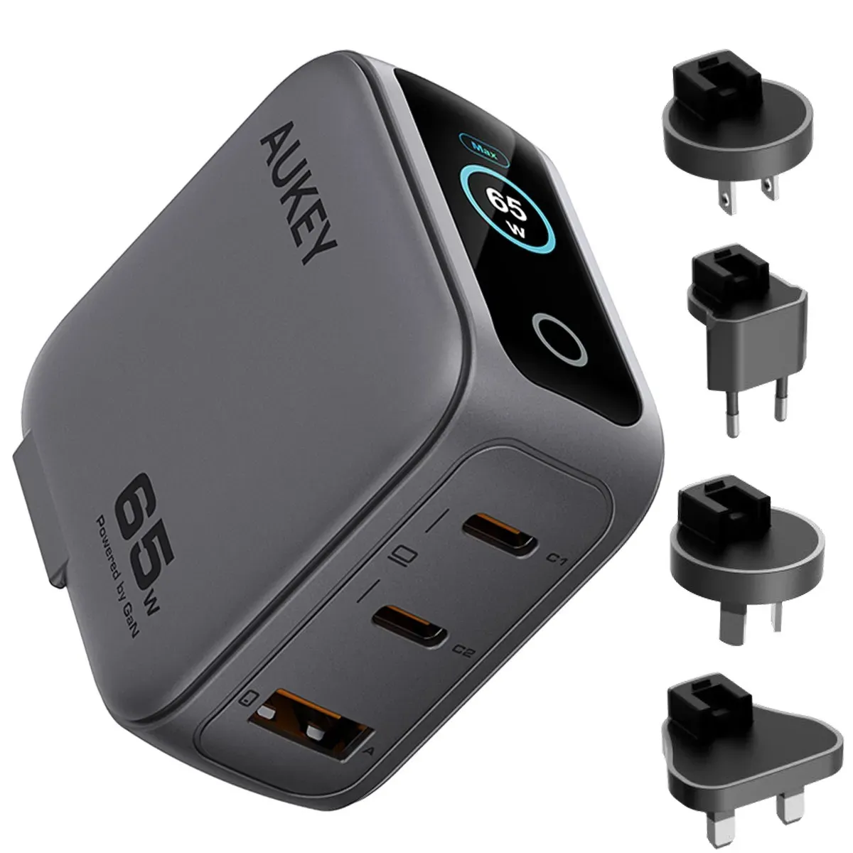 Ładowarka sieciowa Aukey PA-B8U USB-A 2x USB-C 65W Szary
