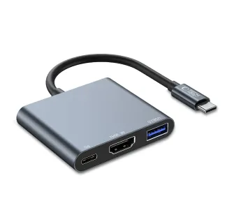Hub USB Tech-Protect V1 3w1 USB-A 3.0 USB-C PD 100W HDMI 4K 30Hz Szary