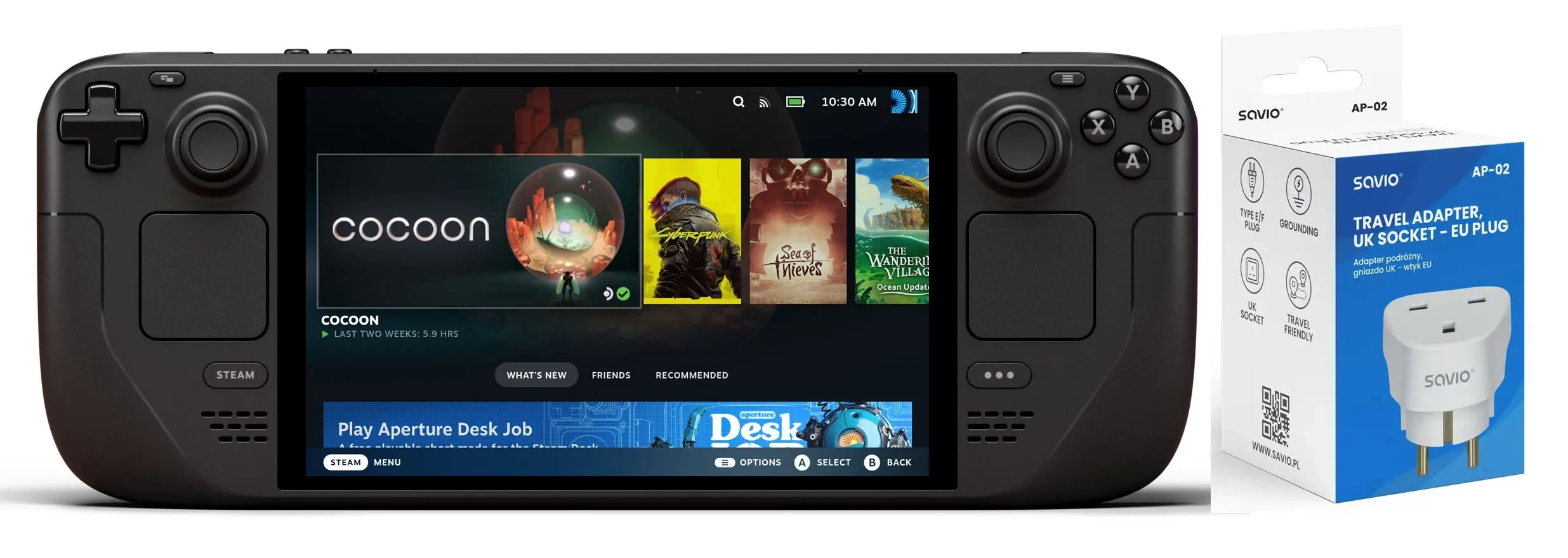 Konsola Valve Steam Deck OLED 1TB 7,4" WXGA 16GB RAM 1TB SSD Dysk Steam OS + Adapter podróżny Savio AP-02