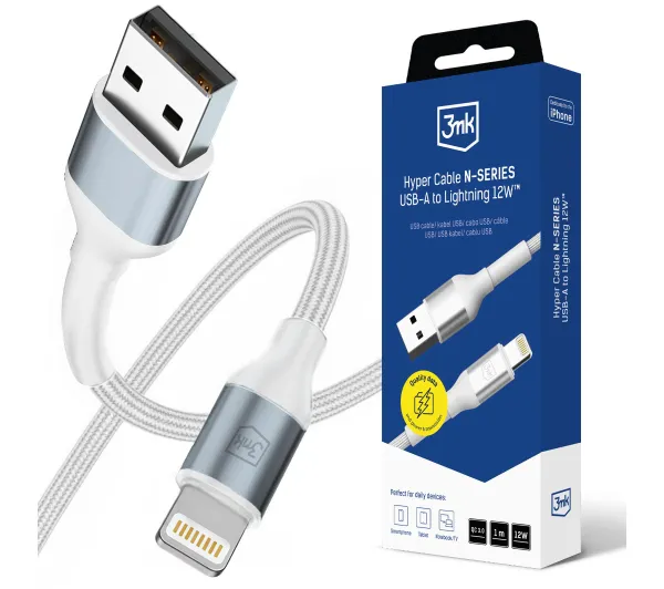 3mk Hyper Cable N-SERIES QC3.0 5V/2.4A USB-A do Lightning 12W 1m Biały