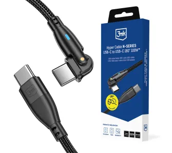 Kabel 3mk Hyper Cable N-SERIES PD3.0 20V/5A USB-C do USB-C 1m 100W Czarny