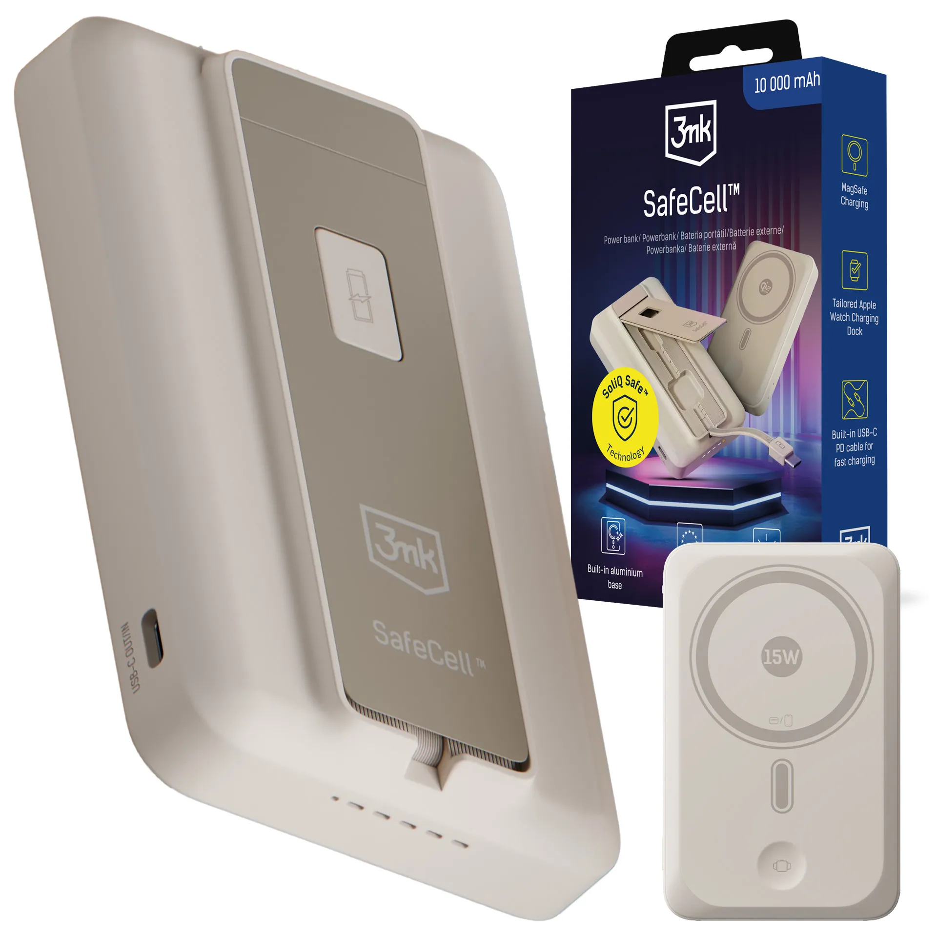 Powerbank 3mk SafeCell MagSafe 10000mAh 22,5W Beżowy