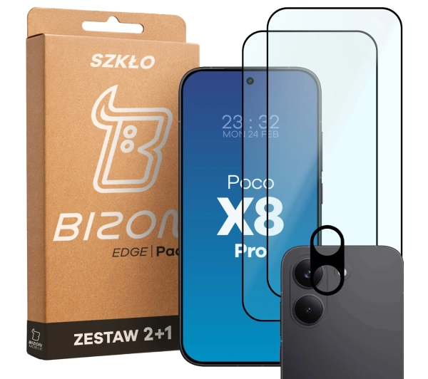 Bizon 2x Szkło + szybka na aparat Glass Edge Pack do Xiaomi POCO X8 Pro