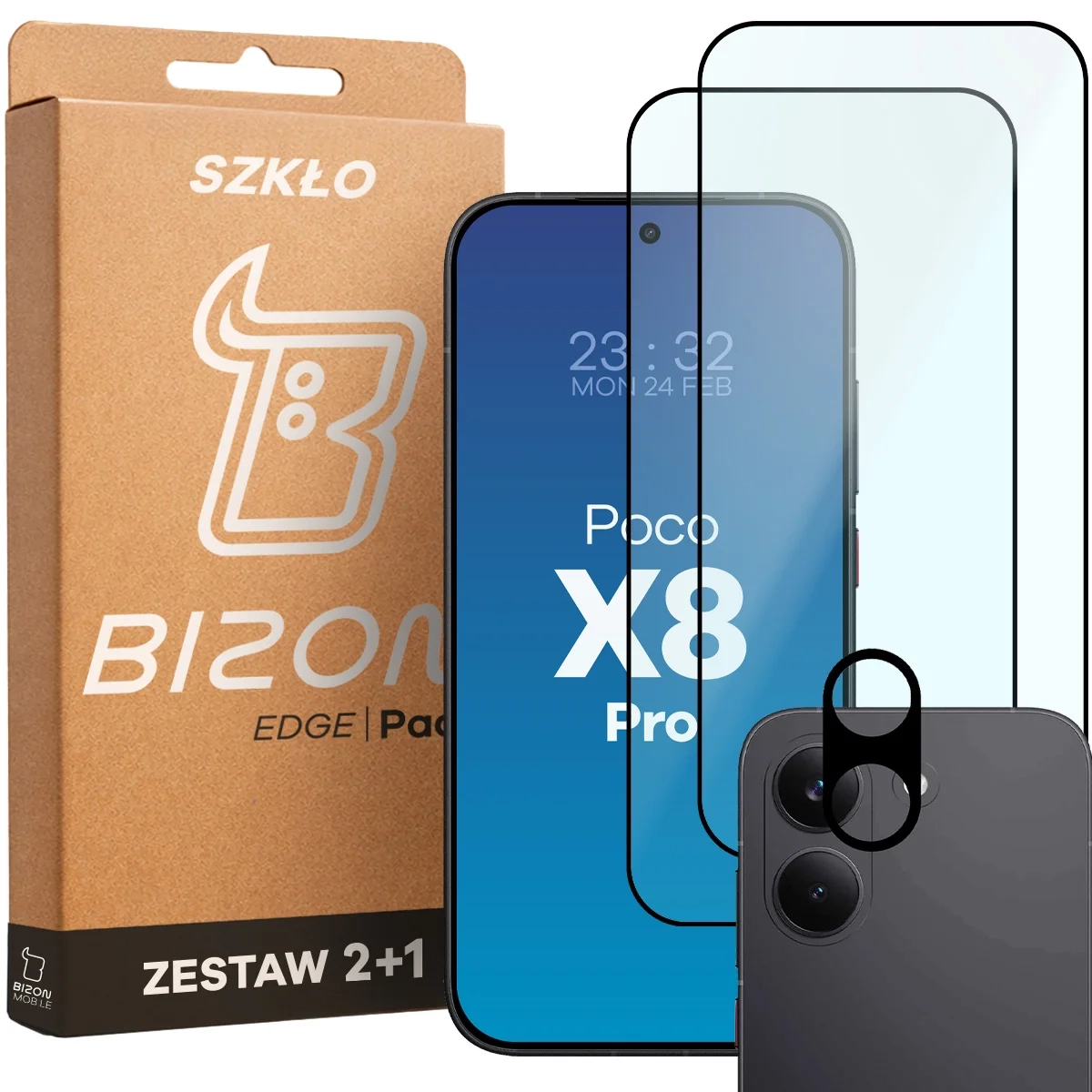Zestaw ochronny Bizon 2x Szkło + szybka na aparat Glass Edge Pack do Xiaomi POCO X8 Pro