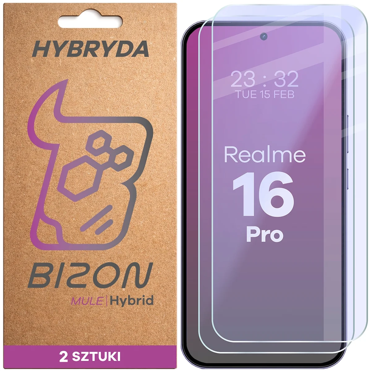 Szkło hybrydowe Bizon elastyczne Hybrid Mule Duo do Realme 16 Pro 5G 2 sztuki