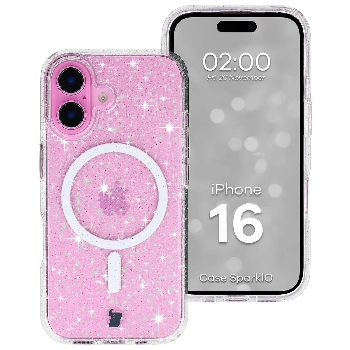 Etui Bizon Case SparklO do iPhone 16 Przezroczyste z Brokatem