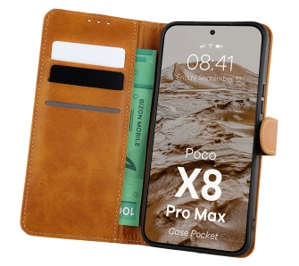 Etui Bizon Case Pocket do Xiaomi POCO X8 Pro Max Brązowy