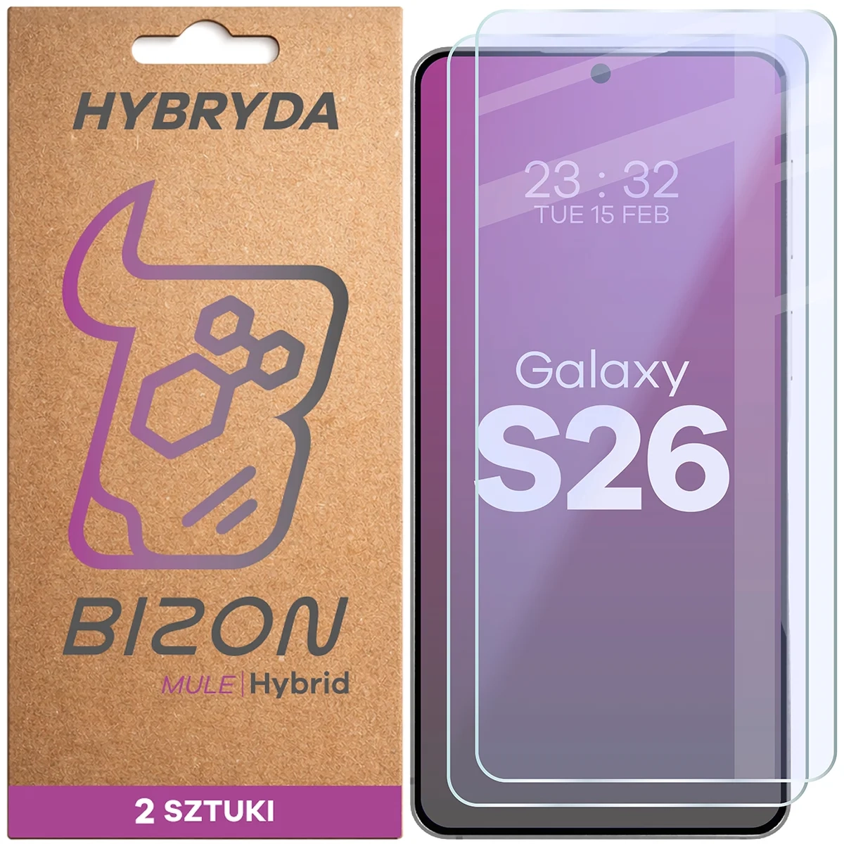 Szkło hybrydowe Bizon elastyczne Hybrid Mule Duo do Galaxy S26 2 sztuki