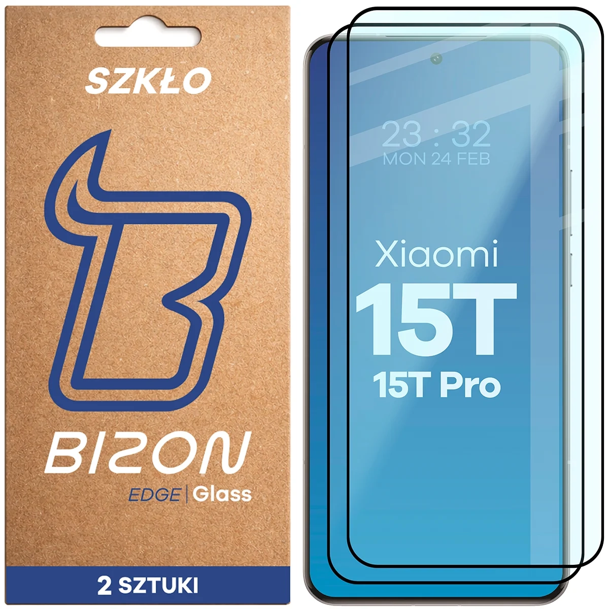 Szkło hartowane Bizon z ramką Glass Edge Duo do Xiaomi 15T / 15T Pro 2 sztuki