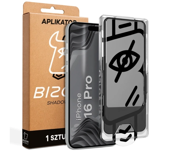 Bizon prywatyzujące z ramką montażową Glass Aplikator Shadow do iPhone 16 Pro 1 zestaw