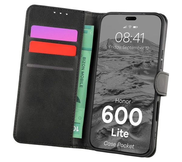 Bizon Case Pocket do Honor 600 Lite 5G Czarny