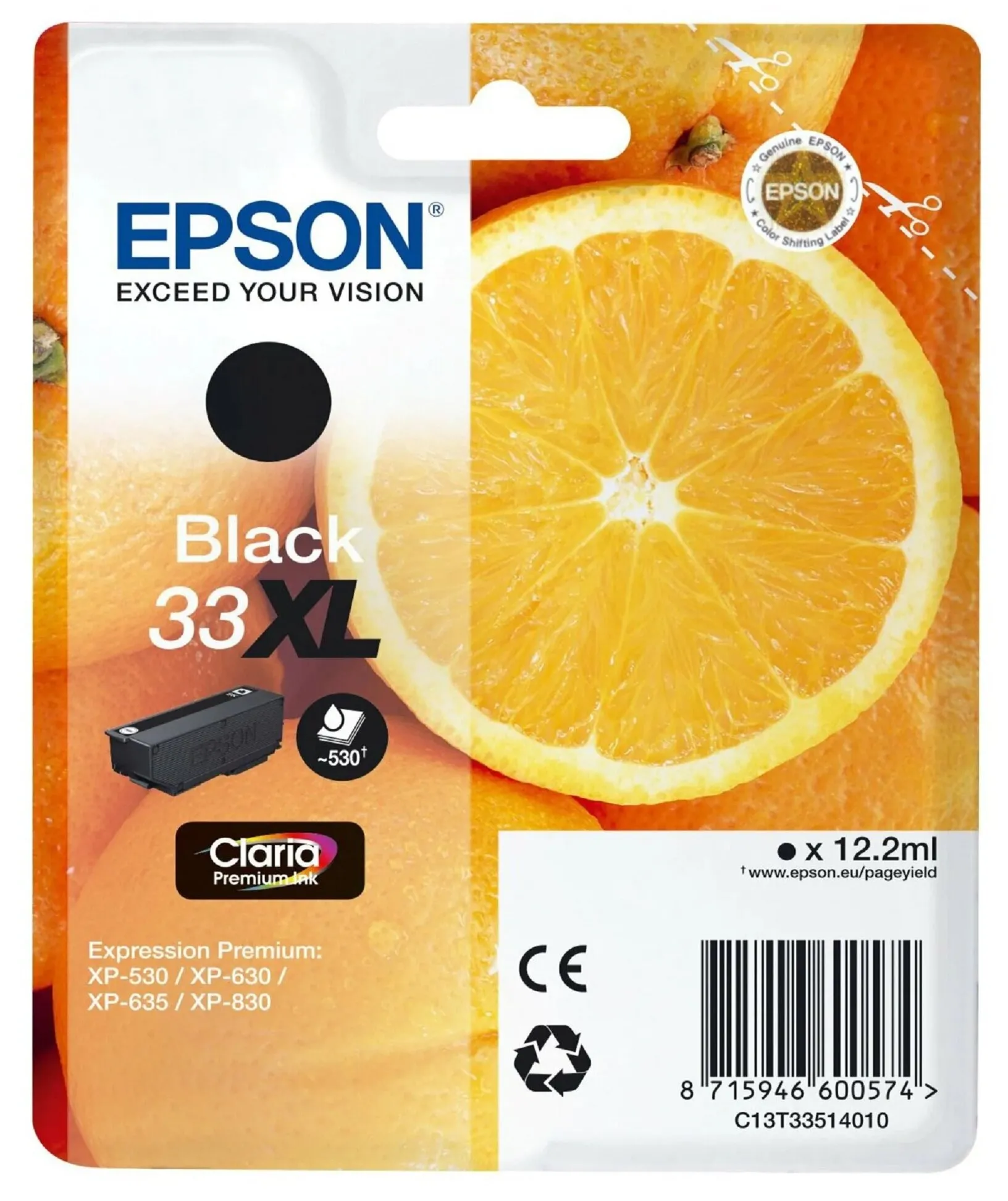 Tusz Epson T3351 33XL Czarny 12,2 ml C13T33514012
