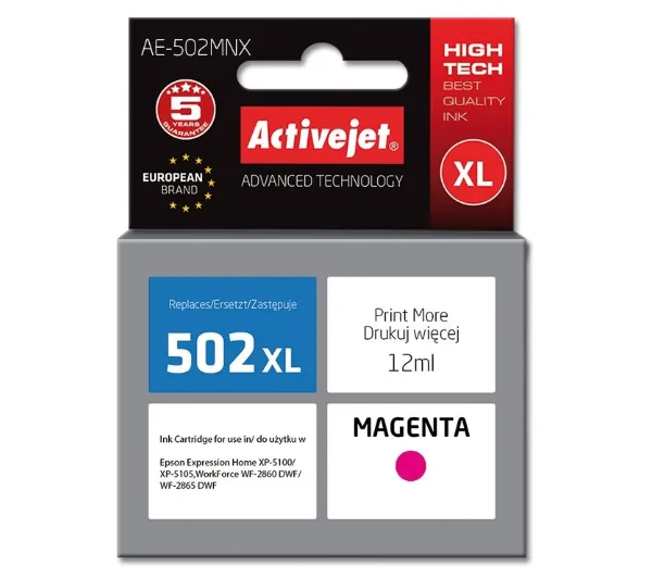 ActiveJet AE-502MNX (zamiennik 502XL) Purpurowy 12 ml