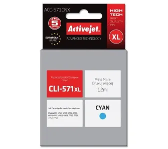Tusz ActiveJet ACC-571CNX (zamiennik CLI-571XL) Błękitny 12 ml