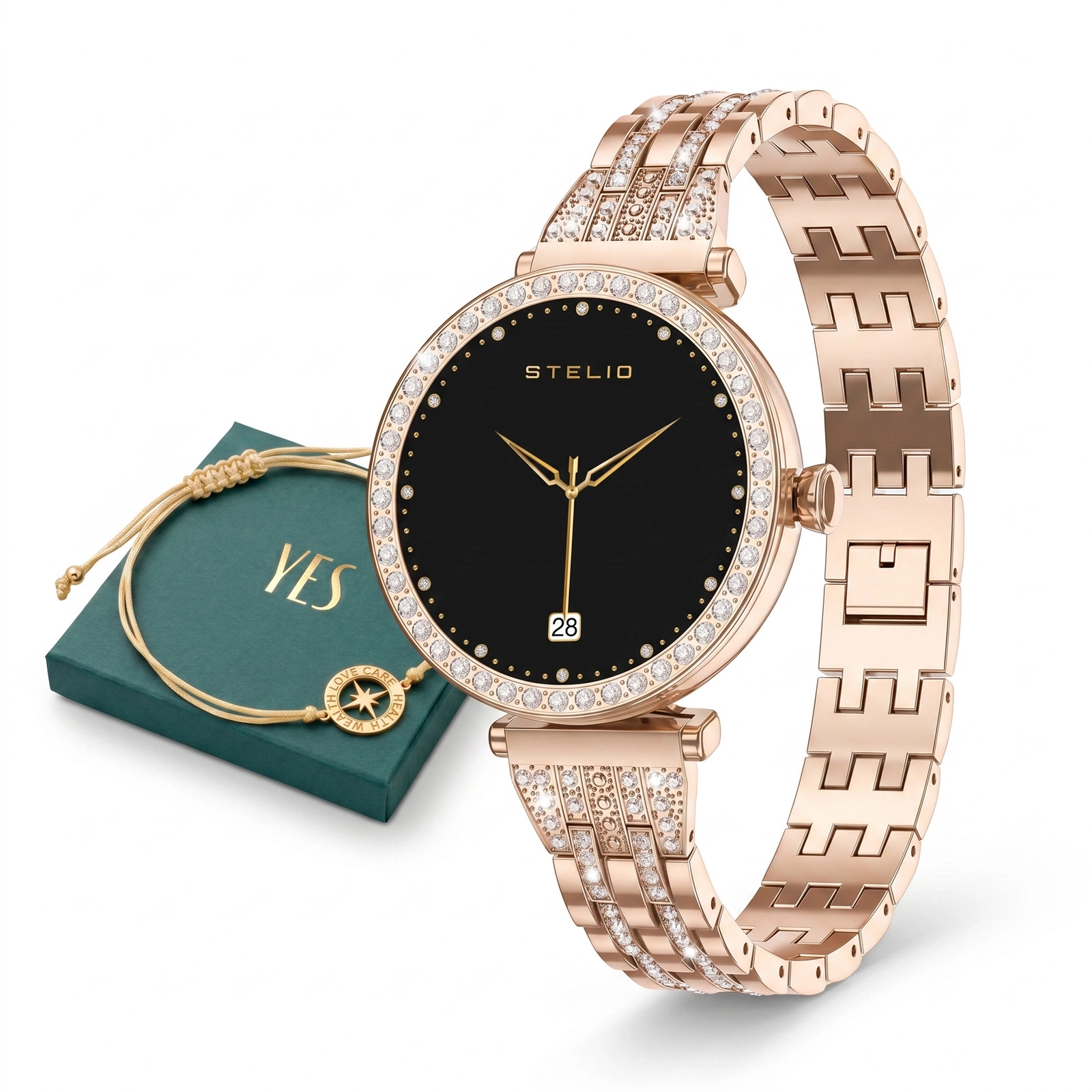 Smartwatch STELIO Lusso Gem AI 38mm Złoty + Bransoletka YES