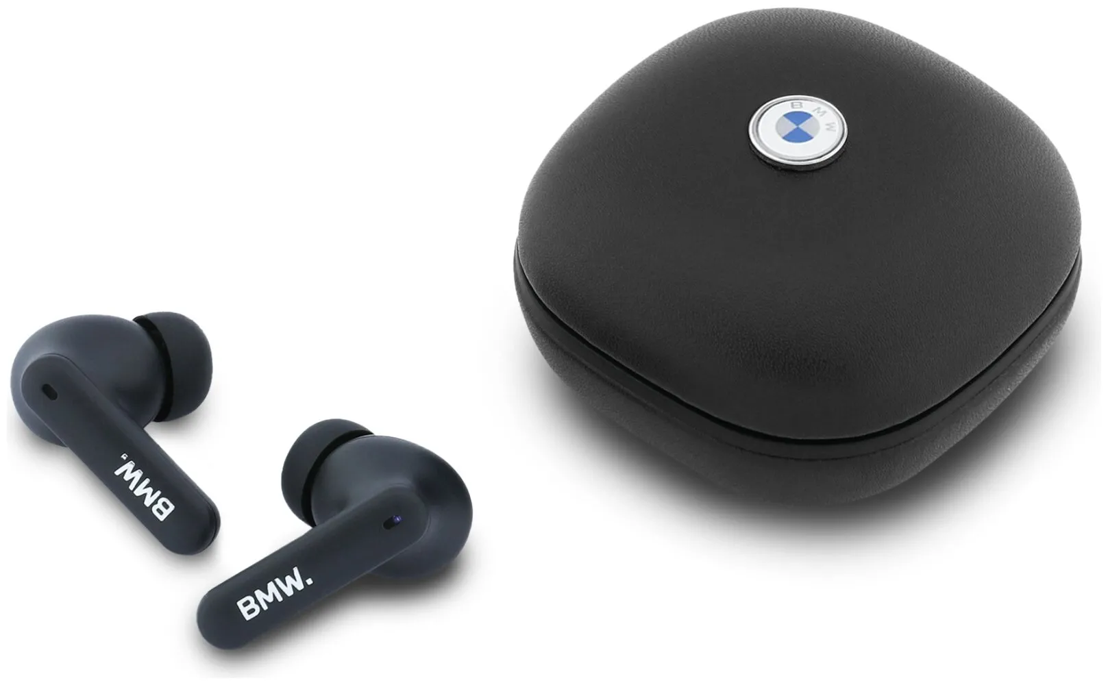 Słuchawki bezprzewodowe BMW Leather Metal Logo ANC Dokanałowe Bluetooth 5.4 Czarny