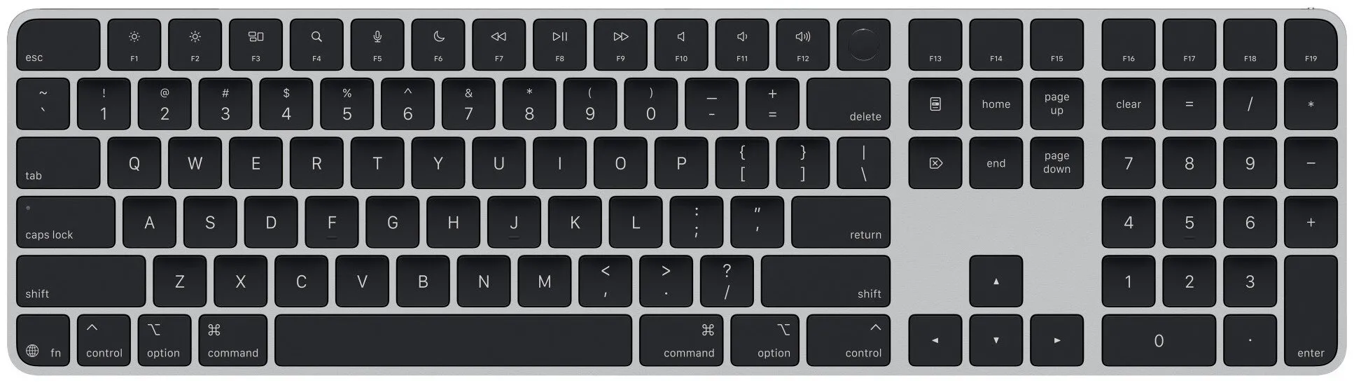 Klawiatura membranowa Apple MXK83LB/A Magic Keyboard z Touch ID, Numpad (US) Czarno-srebrny