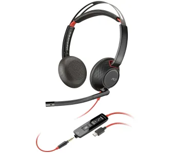 Słuchawki przewodowe z mikrofonem Poly Blackwire 5220 Nauszne Czarny