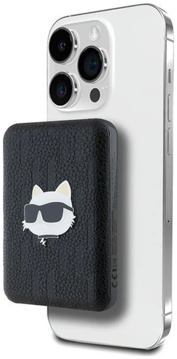 Powerbank Karl Lagerfeld Choupette Head Pin MagSafe 5000mAh 16W Czarny