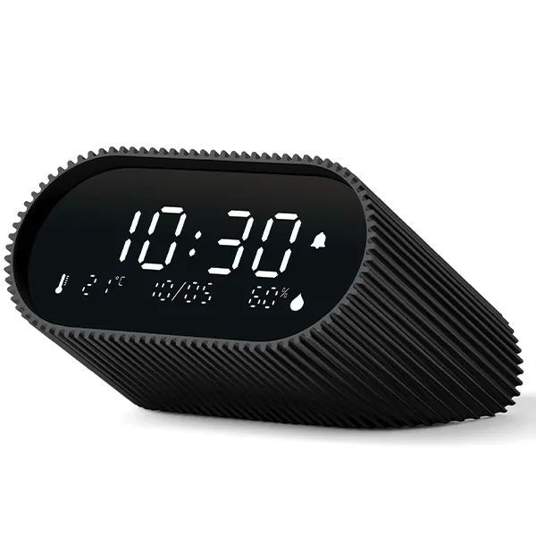 Budzik Lexon Ray Clock Black LR155MN3  z czujnikiem temperatury i wilgotności Czarny