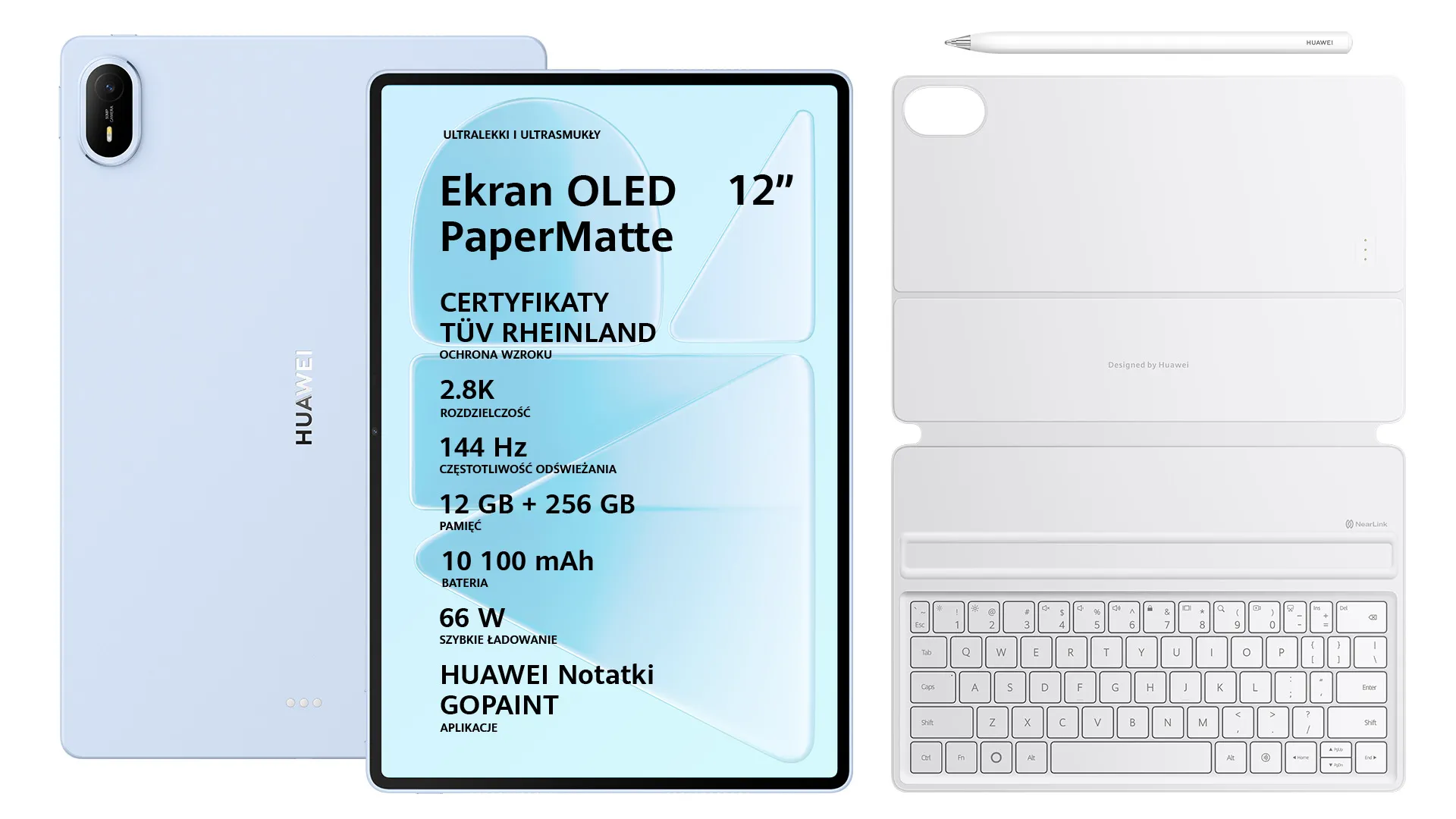 Tablet Huawei MatePad Air 12" 12/256GB Wi-Fi Niebieski + Klawiatura + Rysik M-Pencil Pro