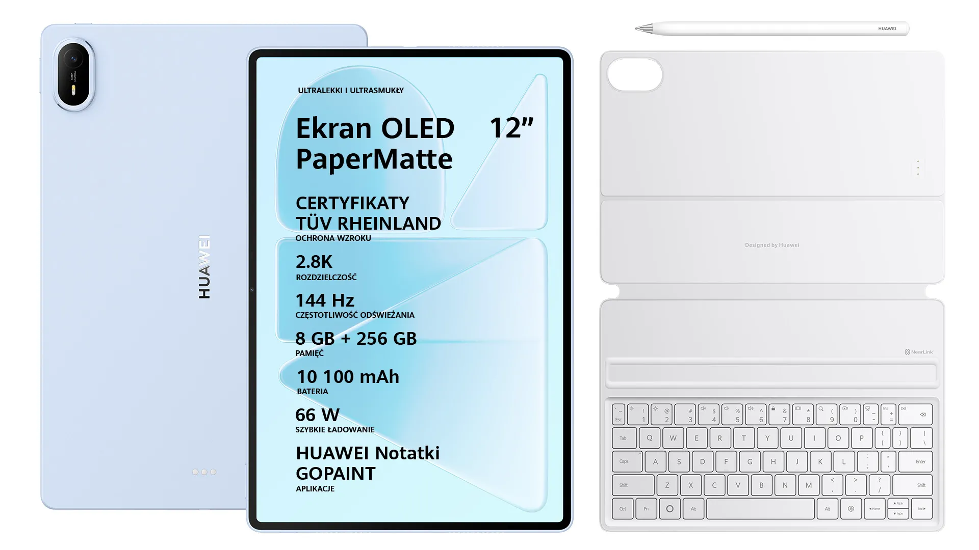 Tablet Huawei MatePad Air 12" 8/256GB Wi-Fi Niebieski + Klawiatura + Rysik M-Pencil Pro