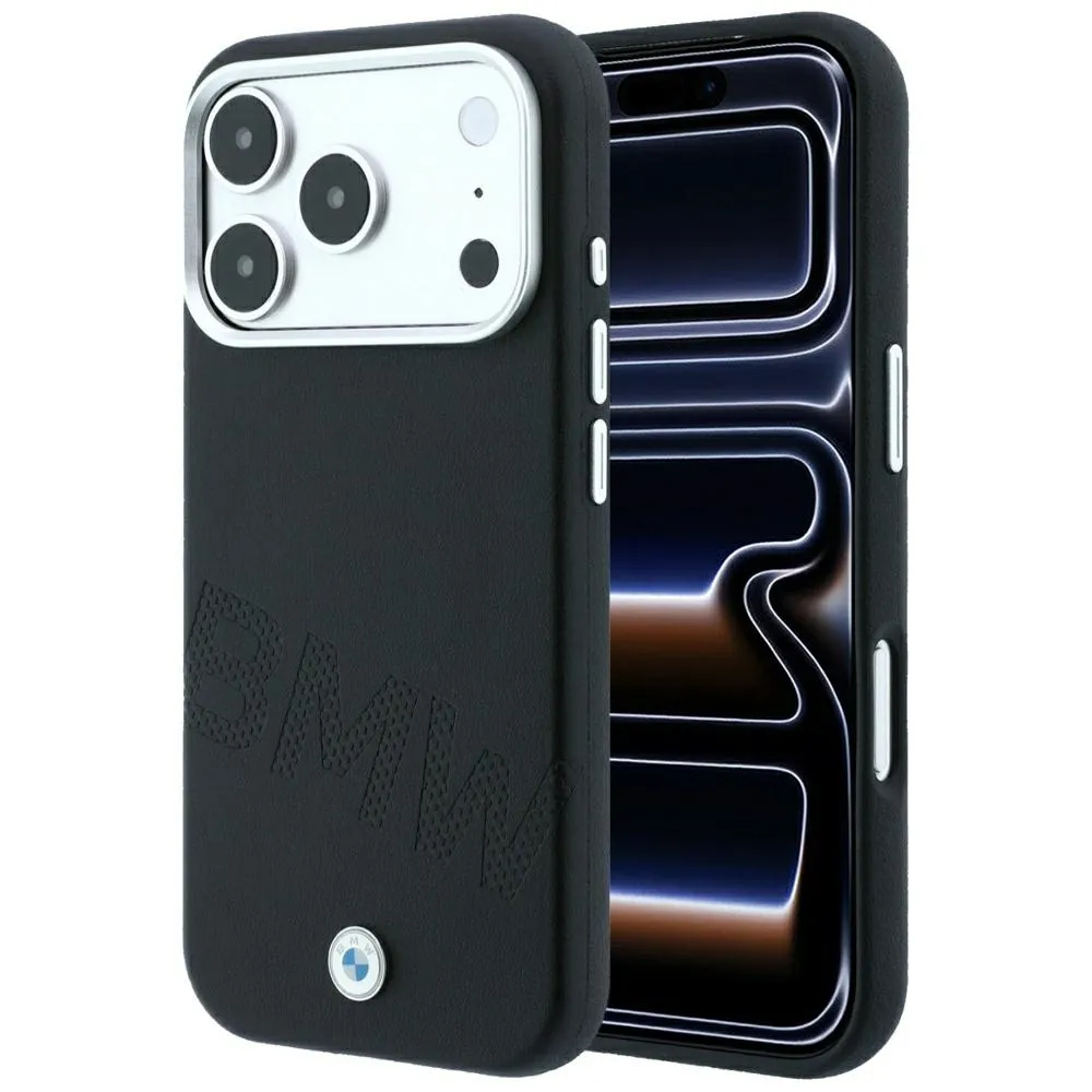Etui BMW Sign Inclined Deboss Letters MagSafe do iPhone 18 Pro / 17 Pro Czarny