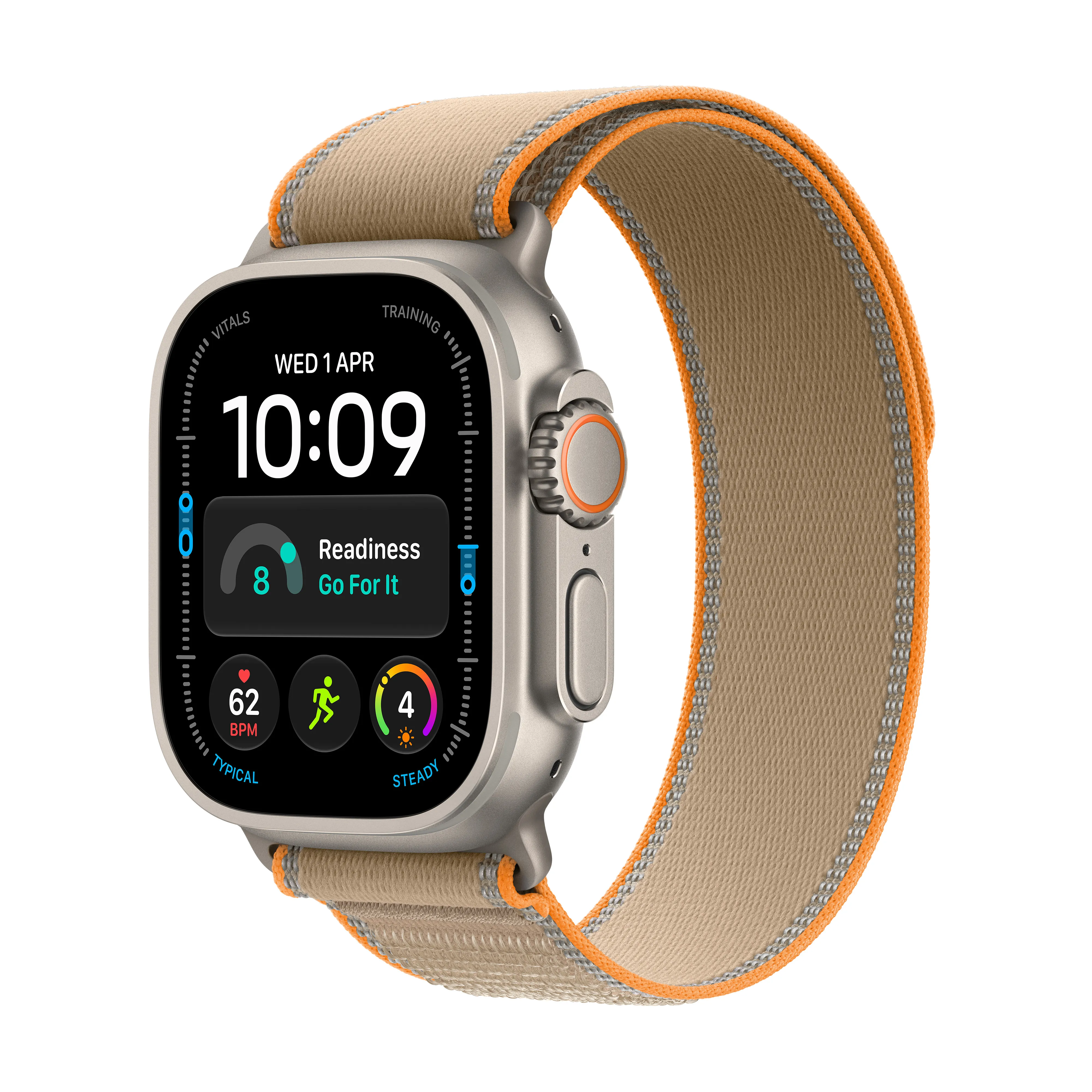 Apple Watch Ultra 4 GPS + Cellular koperta z tytanu Naturalna 49mm Opaska Trail w kolorze piasku Rozmiar S/M