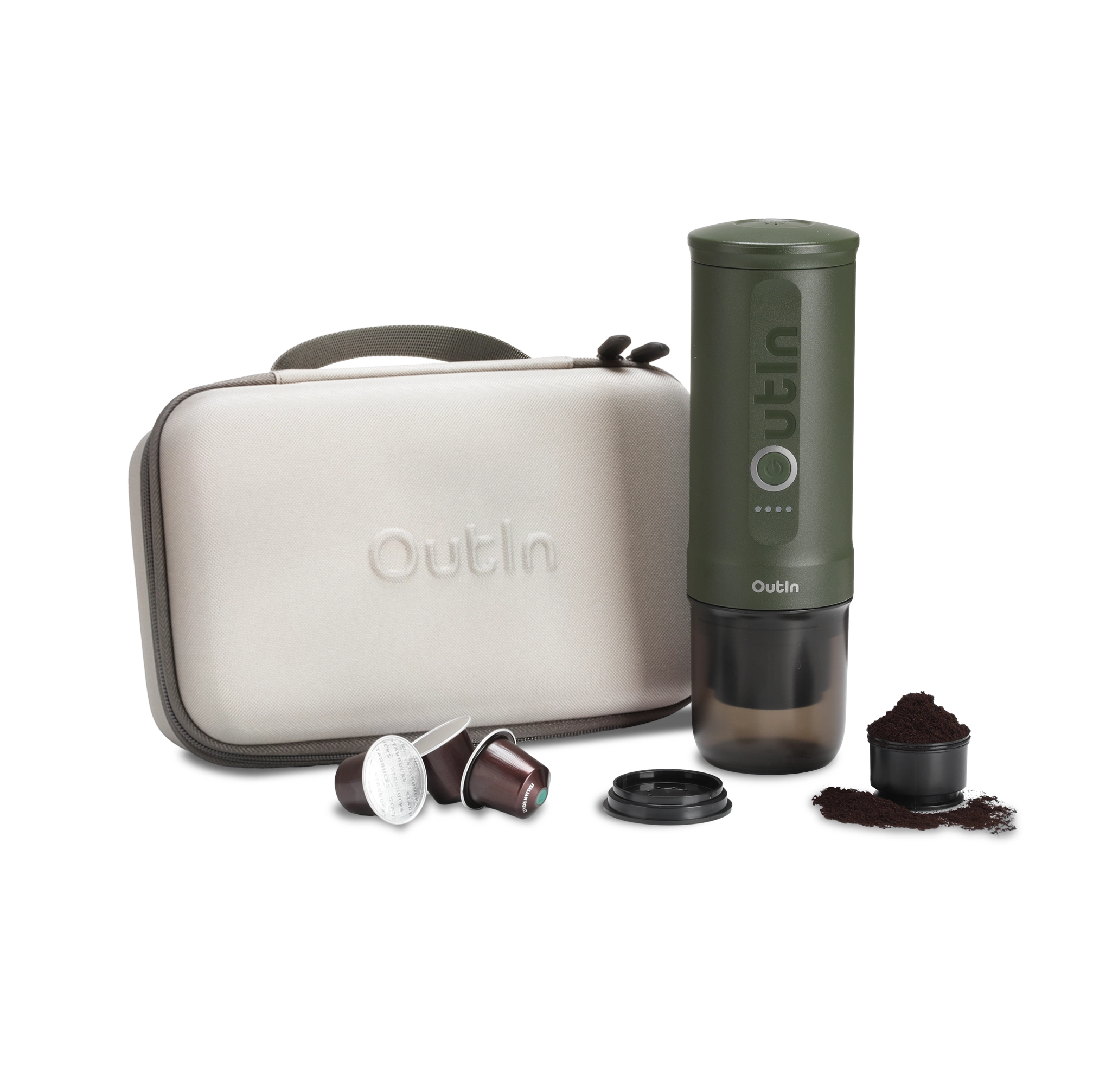 Ekspres przenośny Outin Nano Travel Kit Forest Green OTEM-01-FG-BAG