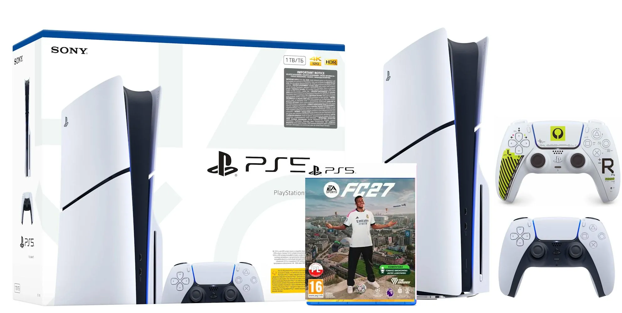 Konsola Sony PlayStation 5 Slim E Chassis (PS5) 1TB z napędem + Dodatkowy pad Marathon + EA SPORTS FC 27